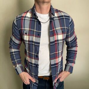 Express Men's Multicolor Plaid Button Down Shirt